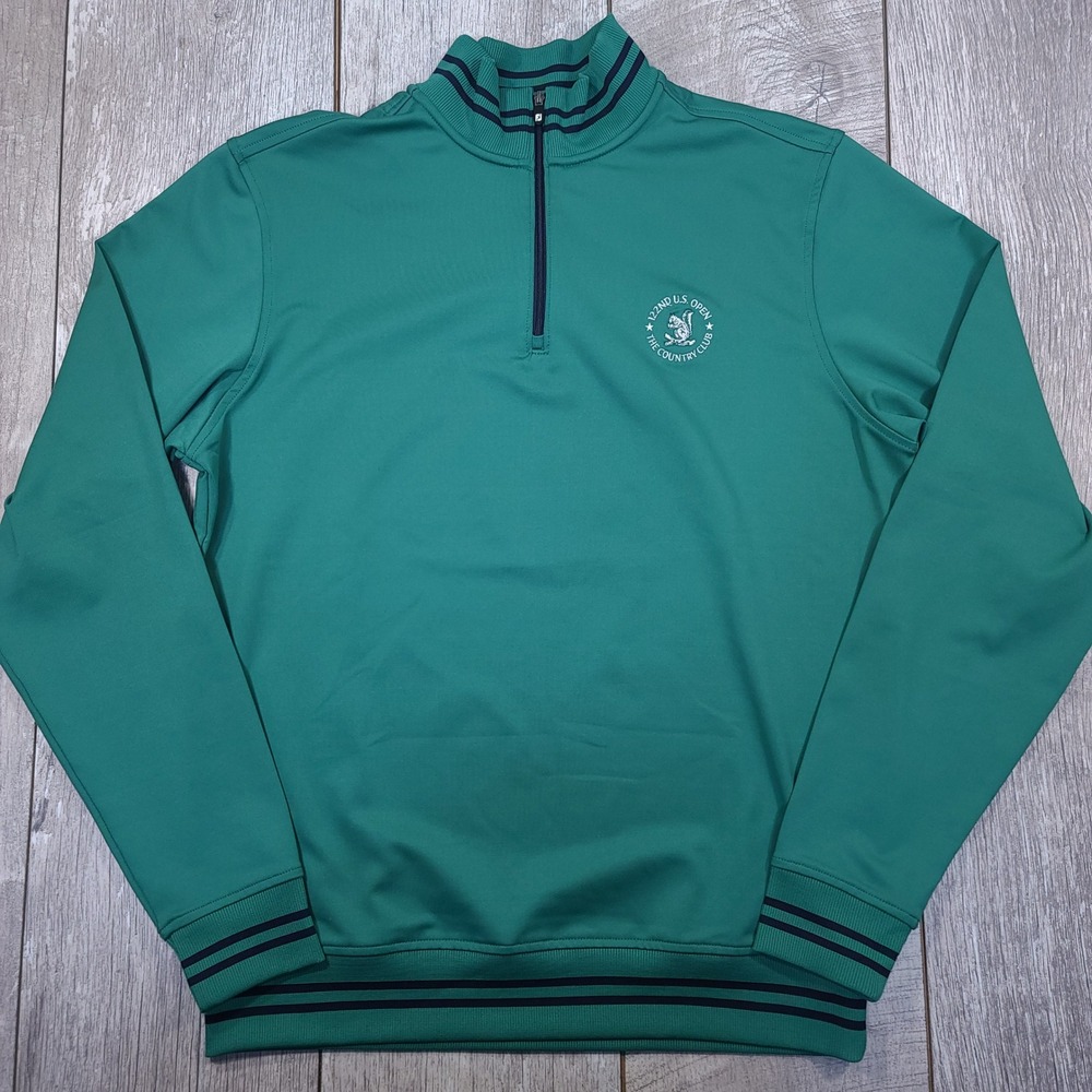 FootJoy 1/4 Zip Pullover Mens Small Green 122nd US Open The Country Club Solid